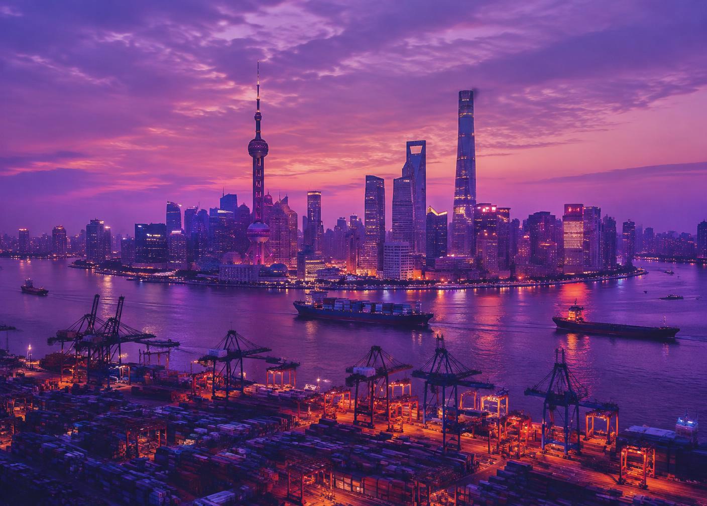 Shanghai skyline and port